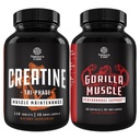 Ensemble de pilules créatine triphasées 5g et d'un booster d'essai de force supplémentaire pour les hommes - Gaineur de masse musculaire et rétablissement musculaire Pyruvate de créatine HCL - supplément d'énergie naturelle avec herbe de chèvre en chaleur