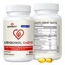 Besibest Ubiquinol CoQ10-600mg-Softgel, supplément actif d'Ubiquinol Coq10 avec vitamine E et oméga 3, 6, 9, haute absorption-Coenzyme-Q10, puissant antioxydant pour la production d'énergie, testé, 60 Compte
