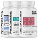 Jugend & Tonic Bloating Relief mit Prä- und Probiotika für Wasserretention, okzionale Verstopfung oder Nahrungsdigestion mit Wasserpillen und Verdauungsenzymen Bundle Pack