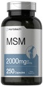 Horbäach MSM Supplement Capsules de 2000mg de 250 Count de la formule sans OGM et sans gluten de méthylsulfonylméthane