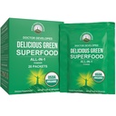 Peak Performance Bio Greens Superfood Powder Packets de voyage à usage unique. Meilleure dégustation de jus vert biologique Super Food avec 25+ Tous les ingrédients naturels pour Max Energy. (20 Pack)