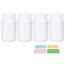 White Pill Bottle, Empty Medicine Bottles with Screw Caps for Pills Capsules Vitamins, Food Grade Plastic Medicine Containers with Labels for Travel (3.4oz/100ml, 4 Pcs)