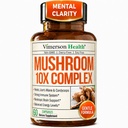 Complexe de Champignons Potent avec Tail de Turquie, Extrait de Mane de Lions, Champignons Shiitake, Reishi, Cordyceps, Maitake, Chaga & More – Supplément de Champignon 10-en-1 pour la clarté mentale, l'énergie naturelle et Focus