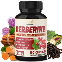 Berbérine au Ceylan Cinnamon, curcuma, chardon de lait, artichaut, poivre noir - 150 Compte - Boîte de 1