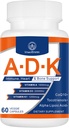 Supplément de vitamine ADK 20000 UI - Vitamines de haute puissance A, D3 et K1 pour le coeur, la santé des os et les immunosupport de vitamine ADK 60 Capsules