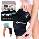 ActiveWrap - Knee Ice Pack Wrap avec compression, 2 gels réutilisables pour la douleur au genou, les jambes et les attelles. Cold Wrap flexible pour le contrôle des blessures et du gonflement et le soutien des articulations - une taille convient le plus