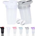 Bouteilles de shaker Protein Shakes Cup et 10-Ounce/300ML Bouteilles de shaker avec boules de fouet, set de shaker de protéines, plastique non-BPA(Grey+White(2PCS))