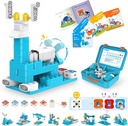 BaleinesBot A3 12-en-1 Blocs STEM Codage Robot Kit pour enfants, ensemble éducatif de 61 pièces avec histoire interactive, cadeau de jouet idéal pour les garçons et les filles 3-6 ans