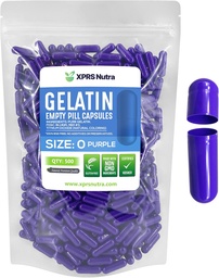 XPRS Nutra Taille 0 Capsules vides - 500 Compte Capsules de gélatine vides - Pills Bricolage Capsule Remplissage - Pure Pilule Gel Caps pour Do-It-Youlf Suppléments (Purple)