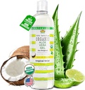 Aloe Vera Gel biologique certifié USDA 12 oz - 100% pur, pressé à froid, récolté à la main, infusé avec des huiles essentielles de noix de coco, de chaux et de verveine, sans produit chimique - soin de la peau et des cheveux, fabriqués aux États-Unis
