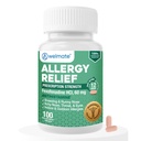 WELMATE - Soulagement de l'allergie - Fexofenadine HCl 60 mg - 12 heures Antihistaminique non somnolente - Éternuement - Runny Nez - Yeux, nez et gorge - Comprimés de soulagement de l'allergie intérieure et extérieure - 100 Compte