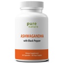 PureNature Ashwagandha mit schwarzem Pfeffer Extrakt 60 Veggie Kapseln