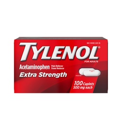 Tylenol Extra Strength Schmerzlinderung Pillen, Acetaminophen 500mg Caplets, Schmerzlinderung und Fever Reducer Medizin für Kopfschmerzen, Rückenschmerzen, Toothache & Minor Arthritis, 100 Count Bottle