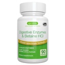 Igennus Fast Action Enzymes digestifs & Betaine HCl, 10 Enzymes à large spectre avec protéase, lipase et lactase, papaine et bromelain, végétalien à base végétale, étiquetage propre, pour les femmes et les hommes, 90 capsules