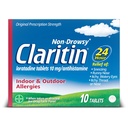 Claritin 24 HR Non Drowsy Allergy Medicine, Loratadine antihistamine comprimés, 10 Ct