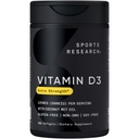 Sports Research® Vitamine D3 w/Coconut MCT Oil - Vitamine D3 5000iu (125mcg) Supplément pour le soutien immunitaire et os - Sans huile de semence - Sans OGM - Sans gluten (360 softgels liquides)
