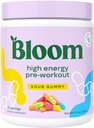 Bloom Nutrition High Energy Pre Workout Powder, Amino Energy with Beta Alanine, Ginseng & L Tyrosine, Natural Caffeine Powder from Green Tea Extract, Sugar Free & Keto Drink Mix (Sour Gummy)