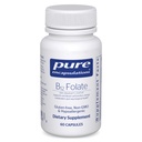 Encapsulations pures B12 Folate - Supplément énergétique pour soutenir les nerfs, le métabolisme énergétique et le soutien cognitif* - avec la vitamine B Folate comme métafoline - 60 capsules