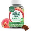The Secret Nature of Fruit Energy Chews, Real Fruit Powered Vitamin Chews mit Vitamin B12, Eisen, Ashwagandha, Watermelon & Guava für lange Dauerenergie (60 Count), Pink