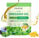 Capsules d'huile d'Origan, 2 en 1 6000mg Huile d'Origan avec huile de graines noires 200mg, Huile d'Origan Softgels 120 Compte, Capsules d'huile d'Origan biologique, Support immunitaire, Non-OGM, Sans lait, Sans gluten