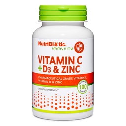NutriBiotic – Vitamin C + Vitamin D3 & Zink, 100 Kapseln | Potent, umfassende Immununterstützung | Essential & Antioxidant Daily Supplement | Gluten & GVO-frei