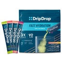 Paquets d'hydratation DripDrop - Paquet de variétés Sunburst - Mélange de poudre d'électrolytes à usage unique - Citron Lime, Fraise, Pêche, Cerise noire - Non-OGM, Sans gluten, Vegan - 32 bâtons
