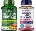 Wholesome Wellness Food Multivitamin for Men + Dr. Formulated Raw Probiotics for Women 100 Billion CFUs Bundle