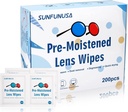 200 Count Lens Reinigung Wipes-Pre-Moistened Individuell Wrapped Brillen Wipes Optical Screen Cleaner Streak Kostenlose schnelle Trocknung