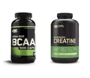 Optimum Nutrition Capsules BCAA instantanées, acides aminés essentiels à chaîne ramifiée (400 Count) avec poudre monohydratée micronisée de créatine, non aromatisée (120 portions) - Ensemble