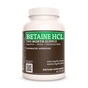 Remèdes Nutrition Bétaine HCL (Hydrochlorure) $ 1 000 mg, 60 Capsules Complément alimentaire $ 2 mois d'approvisionnement $ Contient également du carbonate de calcium, Papaine et Bromelain