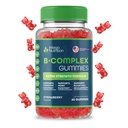 Gommies complexes de vitamine B pour les adultes, Supplément complexe de vitamine B pour les femmes et les hommes, Gommies complexes de vitamine B pour l'énergie et la santé du cerveau, arômes naturels de fraises, 60 comtes