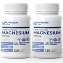 Puregen Labs Triple Magnésium Complex 300mg de glycinate de magnésium, de malate et de citrate [haute absorption] Total 240 Capsules de Vég.