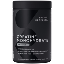 Sportforschung Creatine Monohydrate - Gewinnen Sie Lean Muscle, Verbesserung der Leistung und Stärke und Unterstützung Workout Erholung* - 5 g Micronized Creatine - 17.64 oz