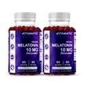 Mélatonine Vitamatique 10 mg Gummées végétariennes – Formation non-habitante – 60 Gummées par bouteille – 2-Pack (Total 120 Gummées végétaliennes)