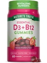 Nature's Truth Vitamin D3 und B12 Gummi für Erwachsene | 60 Graf | Erdbeeren Geschmack | Vegetarisch, Non-GMO & Gluten Kostenlose Ergänzung