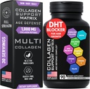 Age Defense Beauty Collagen Matrix - 2 000 mg Multi Collagen Biotin Keratin Acide Hyaluronique Saw Palmetto Complexe supplément vitamine C - DHT Blocker pour les hommes et les femmes pour la croissance des cheveux - 90 capsules sans gluten