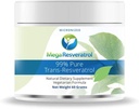Mega Resveratrol Poudre de qualité pharmaceutique, 99 % Trans-Resveratrol micronisé pur, 60 grammes de poudre, certifié de pureté. Excipients Gratuits.