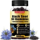 Schwarze Seed Ölgummis mit 1000mg Bio Schwarzes Seedöl, 25mg Raps Honigextrakt,Vitamin B6,B12 und Zink für Immunsystemunterstützung (60 Gummi) (60 Count)