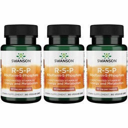 Swanson R-5-P (Riboflavin-5-Phosphate) - Supplément de vitamine B2 favorisant l'énergie, le métabolisme et la santé de la vision - Formule de bien-être naturel - (60 capsules) (3 pack)