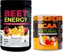 Nutrologie Beet Natural O2, Poudre de pré-entraînement, Saveur de fruits de passion (30 portions) BCAA Naturel, à base végétale BCAA Poudre, Saveur de noix de coco orange (30 portions)