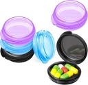 Patelai 6 Packs Petite Pill Organizer Box, Pill Container Portable Daily Mini Medicine Case Holder for Pocket Purse Slipcase Travel Medicine Cod Liver Oil Storage Box (Noir, Violet, Bleu)