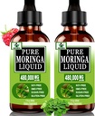 (2 Pack) Bio Moringa Flüssigkeitstropfen für Energie, Stoffwechsel Immununterstützung,Moringa Blatt Extrakt 6X Absorption als Pulver Kapseln, Grüne Superfood Ergänzung für Frauen Männer