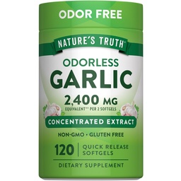 Nature's Truth Odorless Ail 2400 mg , 120 Softgels , Extrait pilules , Supplément sans gluten
