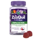 ZzzQuil PURE Zzzs Triple Action, Mélatonine Gommies, Mélatonine 6mg, Mélatonine 3X, Aide au sommeil avec Ashwagandha, Mood Calme, Action Antioxydante, Aide au sommeil pour les adultes, 60 Gummies de sommeil