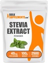 BulkSupplements.com Poudre d'extrait de Stevia - Stevia Sweetener - Zero Calorie Sweetener, sans gluten, 40mg par portion, 100g (3,5 oz) (paquet de 1)
