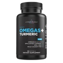 Livingood Daily Omega 3 6 9 Plus Curcumine curcumine supplémentaire, 60 Softgels - Huile de poisson Omega 3 suppléments (EPA & DHA) pour les hommes et les femmes - Cerveau, articulations, santé cardiaque et métabolisme - Fabriqué aux États-Unis