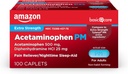 Soins de base Acétaminophène PM Caplets, soulagement de la douleur Plus aide au sommeil de nuit, force supplémentaire, aide occasionnelles douleurs mineures, douleurs et maux de tête, 100 Compte, emballage peut varier
