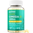 Vegan Omega 3 DHA EPA Supplément ALA avec 5000UI Vitamine D3 K2 (MK7), CoQ10 pour les femmes Hommes , Huile de poisson Alternative , Huile d'algue à base de plantes Omega 3 1000mg Pills pour os, cerveau, yeux, peau , 120 Softgels