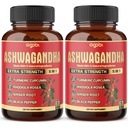 2 Packungen - 60 Kapseln Ashwagandha Kapseln - High Concentrated - 5in1 Formel Ashwagandha, Turmeric, Rhodiola Rosea, Ginger, Black Pepper - 4 Monate Versorgung