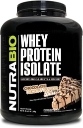 NutraBio 100% Whey Protein Isolate Protein Powder, 25g Protein mit vollständigem Aminosäureprofil, Non-GMO, Soy & Glutenfrei, Low Carb, Low Calorie Whey Protein Powder, Chocolate Peanut Butter, 5 Lbs